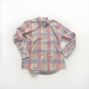 Vineyard Vines Shirt Mens Large Blue And Pink Plaid Slim Fit Whale Shirt